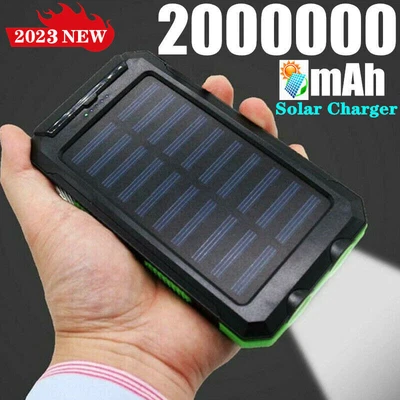$28.86 • Buy 2000000mah Solar Power Bank Portable External Battery Dual USB Phone Charger AU