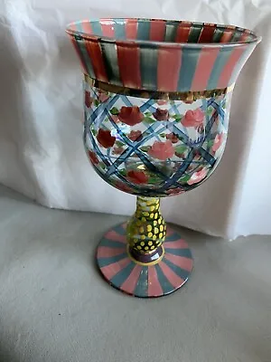 MacKenzie-Childs Circus Rose Water Goblet 7” Tall Displayed Only 1993 Vintage • $65