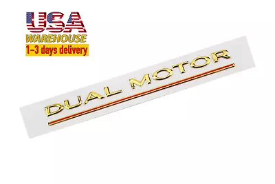 TESLA Emblem  DUAL MOTOR   Gold Gloss Golden Sticker Logo Trunk • $17.90