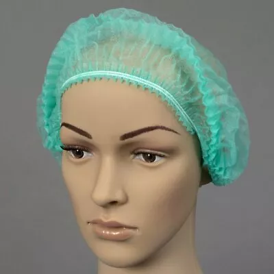 100x Green Mob Caps Disposable Hair Nets Kitchen Head Covering • £5.95