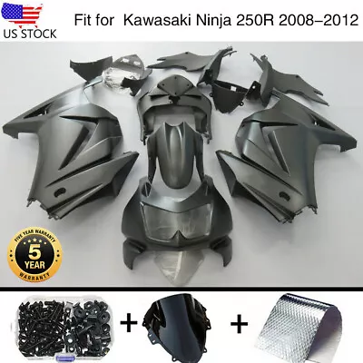 Matte Black Fairing Kit + Bolts For Kawasaki Ninja 250R 2008-2012 EX250J 2009 • $339.01