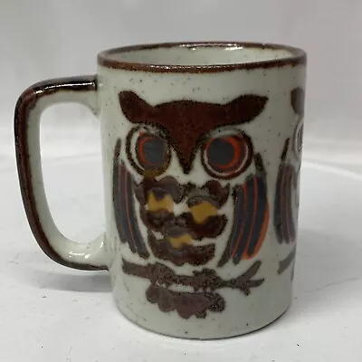 Vintage Speckled Stoneware Retro 1970s Owl Coffee Mug Orange Ceramic Cup - Chip • $9.99