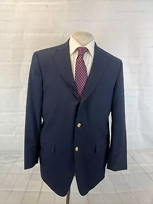 J Press Men's Dark Navy Blue Black Wool Solid Blazer 42R $1195 • $120.04