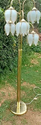 £85 • Buy Vintage Hollywood Regency Lotus Tulip Flower Waterfall Standard Floor Lamp 70s