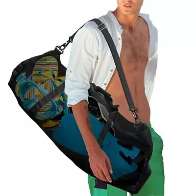  Mesh Duffle Dive Bag - Scuba Bag For Diving Equipment - Foldable Medium Black • $34.16
