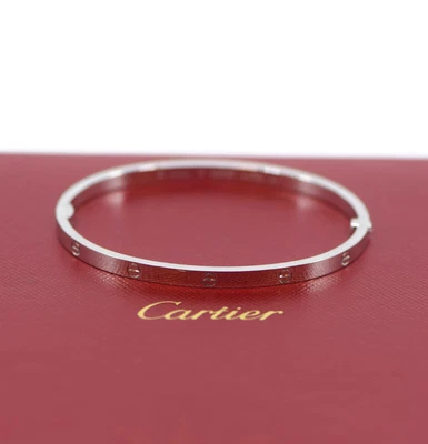 £3706.91 • Buy Cartier 18K White Gold SM Thin Love Bracelet Size 17