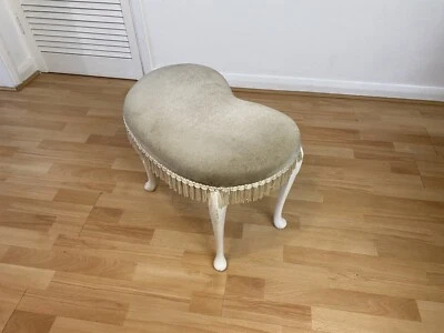 Vintage Kidney Shaped Dressing Table Stool Seat Footstool With Queen Anne Legs • £50