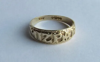 Beautiful Vintage British Mizpah Band Ring - 9 Ct Gold - Size 6.5 • $300