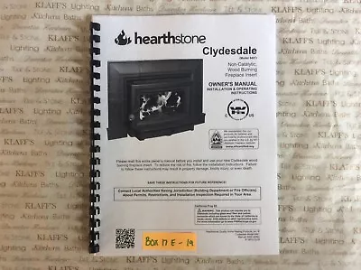 Hearthstone Clydesdale 8491 Wood Burning Operation Owners Parts Manual  • $12.95