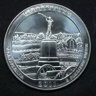 2011 America The Beautiful 5 Oz Silver Quarter Gettysburg Pennsylvania /w Capsul • $199.99