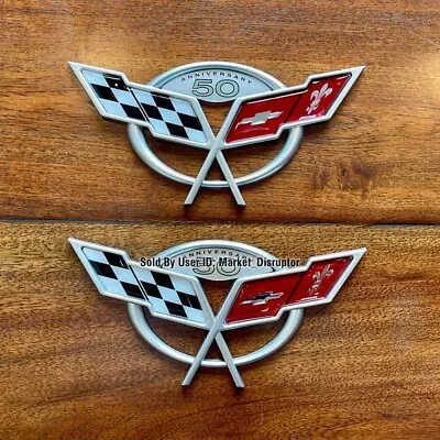 Cross Flag Emblem Fits 50TH Anniversary Corvette C5 Front & Rear 1997-2004 Set • $34.99