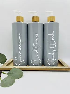 Mrs Hinch Grey & Bamboo Bathroom Personalised Lotion Pump Bottles FREE POSTAGE! • £9.33