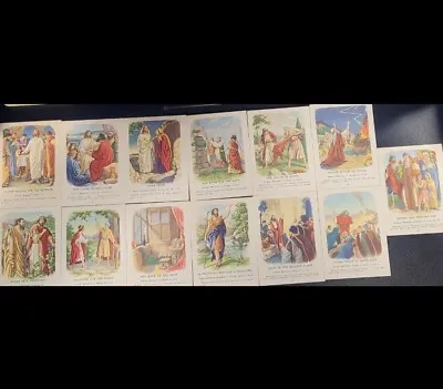 VINTAGE Bible Lesson Picture Cards Religious 1954 Lot Of Full 13 EPHEMERA 1954 • $22.99