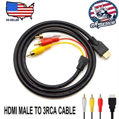$5.92 • Buy 1080P HDMI Male To 3 RCA Video Audio AV Component Converter Adapter Cable HDTV