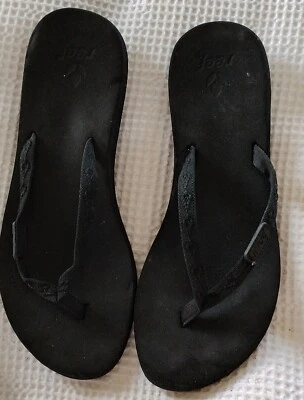 £10 • Buy Reef Black Ginger Flip Flops Size Uk 6 / Eu 39