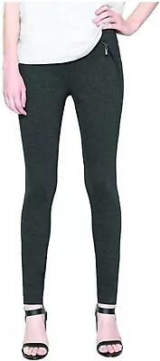 Matty M Women's Ponte Pant Legging W/ Slant Pocket Zipper Charcoal • $25.99