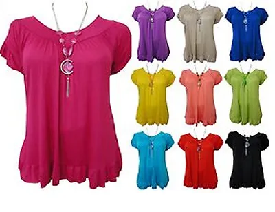 Ladies Plus Size Necklace Gypsy Tops Womens Tunic Boho Tops 16 18/20 22/24 26/28 • $18.94
