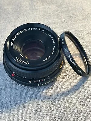 Minolta MD Rokkor-x 45mm 1:2 Lens W/Skylight Filter • $39.95