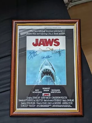 JAWS Movie - Signed/Autographed Framed Print/Poster (A3 Brown & Gold Frame) • £25