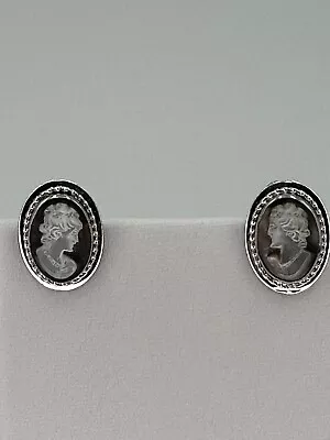 Van Dell Sterling Silver Mother Of Pearl Cameo Earrings( 13.5 X 18mm) Screwback • $59.99