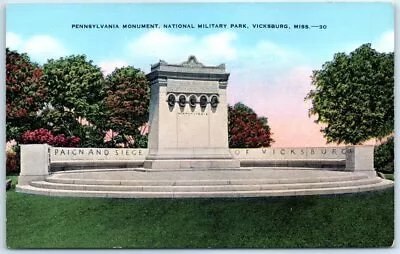 Postcard - Pennsylvania Monument National Military Park Vicksburg Mississippi • $3.46