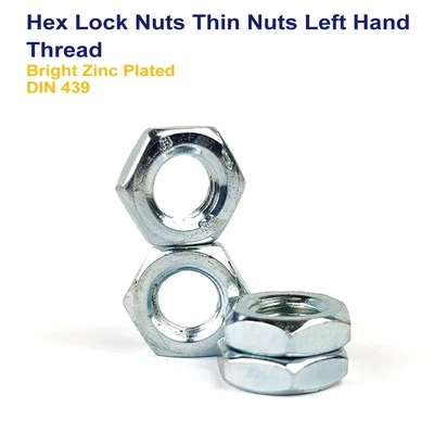£10.79 • Buy M10 - 10mm HEX LOCK THIN NUTS LEFT HAND THREAD BRIGHT ZINC PLATED DIN 439
