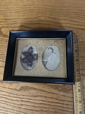 VICTORIAN Hair Work Mourning Or Remembrance Photo Of Woman Framed • $155