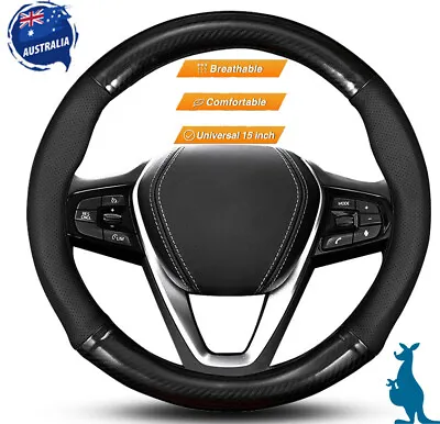 15  Universal Car Steering Wheel Cover Anti Slip Carbon Leather Comfortable 38cm • $37.99