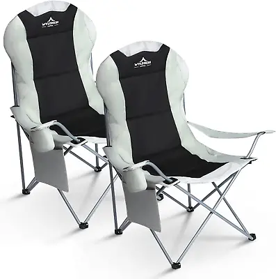 Set Of 2 Luxury Padded Folding Caravan Camping Chairs Side Pocket & Cup Holder • £61.99