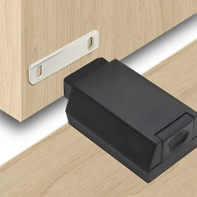 Heavy Duty Push To Open Cabinet Catch Magnetic Black Latch For Wardrobe/Cabinet • £6.68