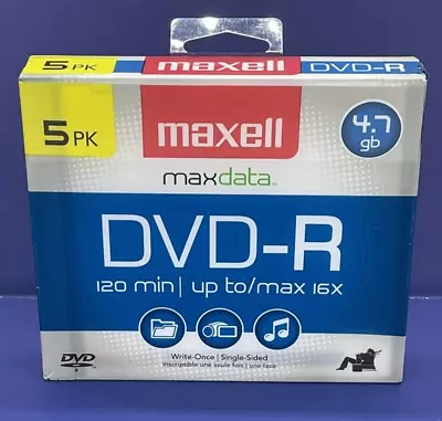 Maxell DVD+R 16X 4.7GB Blank Media Discs 5-Pack Brand New Sealed (NIB) • $9