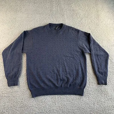 Enzo Mantovani Sweater Cashmere Silk Mens Large Cable Knit Pullover Blue NEW • $61.41