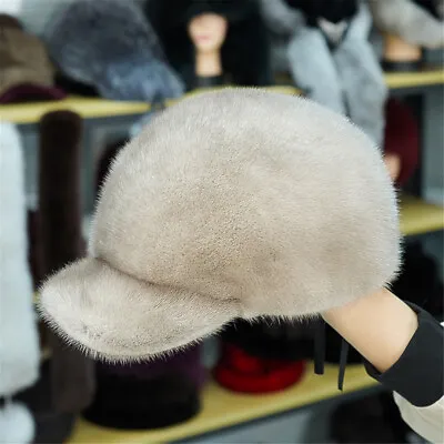 100% Real Whole Mink Fur Hat Thicken Winter Warm Baseball Cap Handsome Men • $110.28