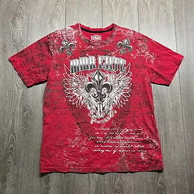 Vintage MMA Elite Shirt Mens Large Red Faded Salvation Short Sleeve Grunge Y2k • $43.68