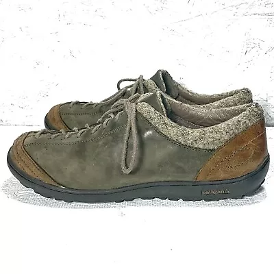 Patagonia Selenite Wildwood Shoes Hiking Olive Green/Brown Leather Womens Sz 9 • $39.99