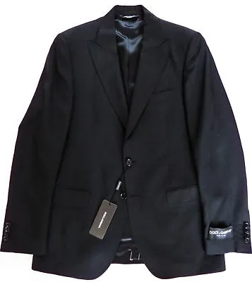 $1995 DOLCE & GABBANA Solid Black Blazer Jacket Sport Coat Size 48 Euro 38 US • £397.83