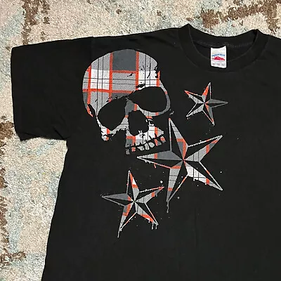 Vintage Plaid Skull Stars Shirt Size XL Jesse Pinkman MMA Elite Style Cyber Y2K • $25