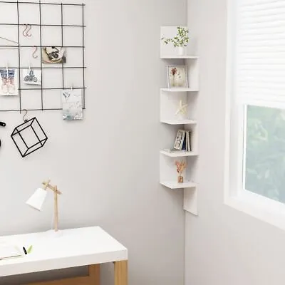 $51.95 • Buy 5 Tier Corner Shelf Wall Mount Display Rack Floating Organizer High Gloss White