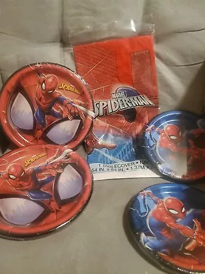 Marvel Spiderman Birthday Party Supplies: 2 Different Size Plates Table Cover • $16