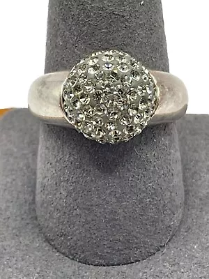 MILOR ITALY 925 Clear CZ STERLING SILVER Cocktail Statement Ball RING Size 9.75 • $15.73