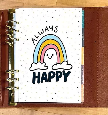 Rainbow Always Happy Cover Set For Use W/ Erin Condren A5 Ring Agenda Binder • $15.96