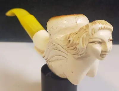 Carved Antique MERMAID MEERSCHAUM PIPE (Maker/Brand Unknown) 6-1/2  TOTAL LENGTH • $69.99