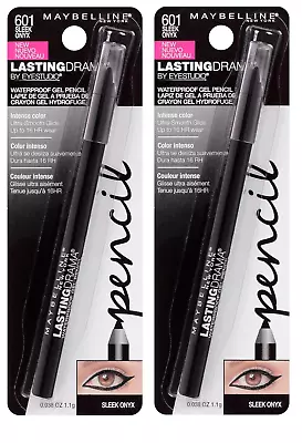 Maybelline Lasting Drama Waterproof Gel Pencil 601 Sleek Onyx (Pack Of 2) • $16.99