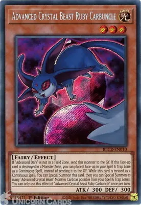 BLCR-EN010 Advanced Crystal Beast Ruby Carbuncle :: Secret Rare 1st Edition Mint • £1.38