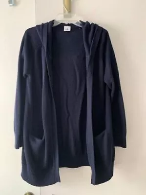 CAbi Newport Navy Hoodie Cardigan Sweater Long Style 5275 Pockets Large L • $23