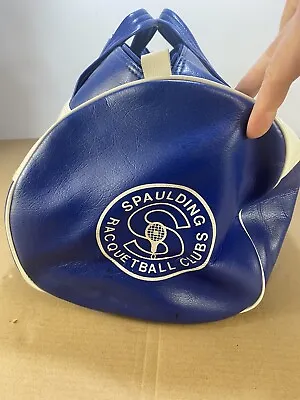 Vintage 70s 80s Leather Spaulding Racquetball Duffle Bag Gym Boxing Tennis Sport • $127.49