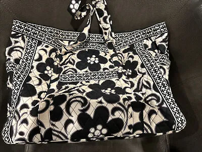 Vera Bradley $139 Night And Day Weekender Bag Duffel Black & White • $42