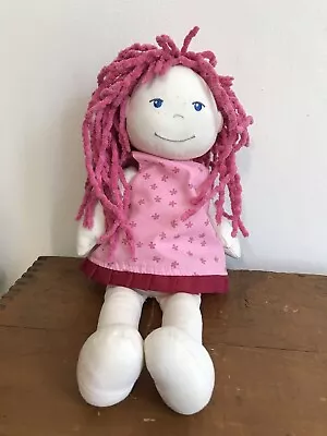 HABA Lilli-Lou Soft Doll 12  Bean Bag Bottom Pink Hair Blue Eyes Preowned Read • $6.50