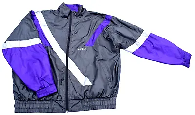 Mens Vintage 80s Grey Purple Shell Suit Jacket Retro Sportswear XXL 48  • £9.95