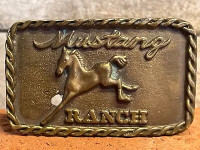 Vintage MUSTANG RANCH Horse Colt NEVADA BROTHEL BELT BUCKLE VINTAGE 1974 Brass • $24